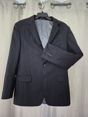 Fumagalli Wool Navy Pinstripe 3 Button 44L Classic Business Natural Fibers 51711